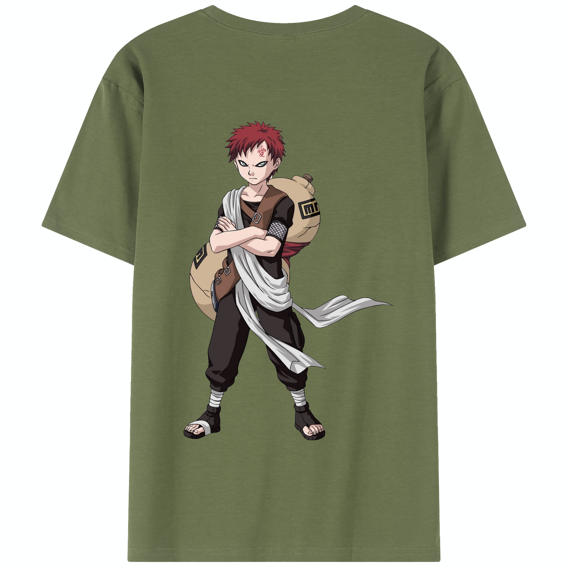 （画像用） NARUTO -ナルト- ガアラ Gaara 綿100％半袖Tシャツ（背面プリント）